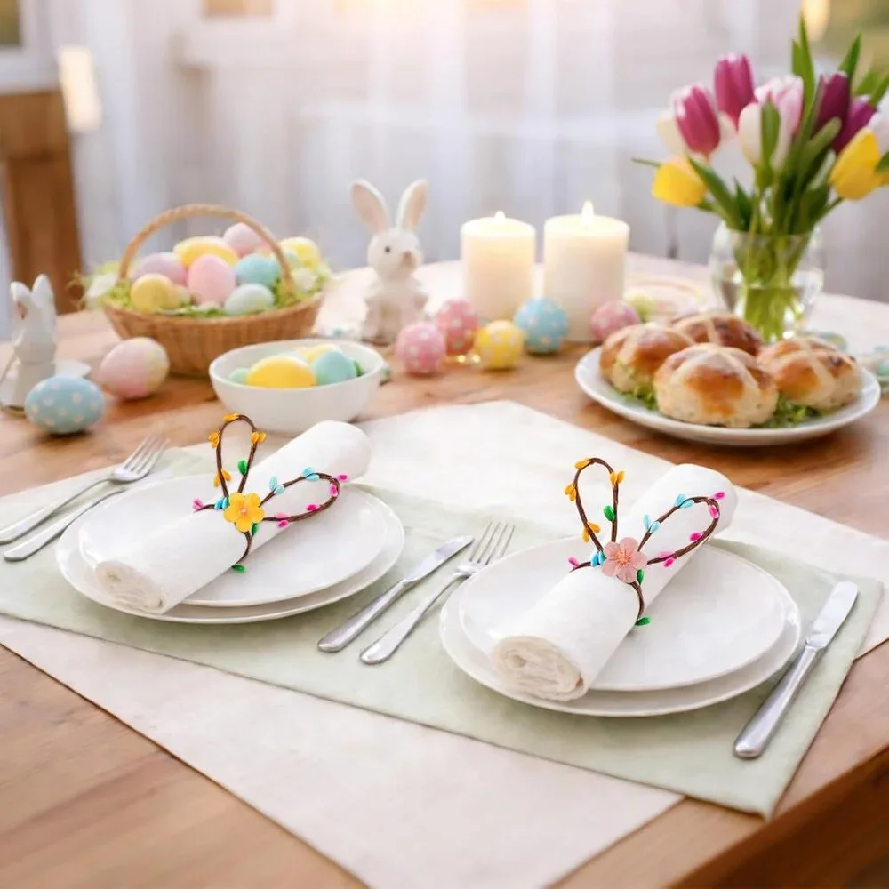 6 Handmade Easter Bunny Napkin‎ Holder Rings